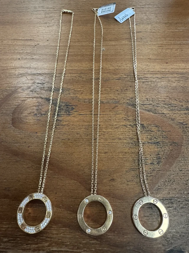 卡地亚cartier大饼满钻/三钻/无钻项链对比