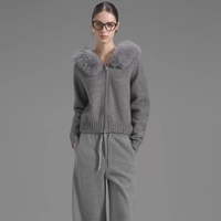 尢壹/UNIQUE'EEES毛领连帽针织衫 氛围感穿搭