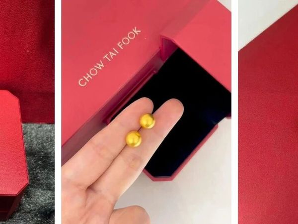 周大福新款圆球耳钉！好精致好有质感~