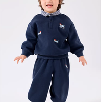 嘟嘟家藏青麻灰Polo套装封神！男女宝秋冬春穿都高级✨