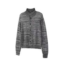 ✨换季衣橱C位锁定！这件立领条纹针织衫承包我所有松弛感穿搭