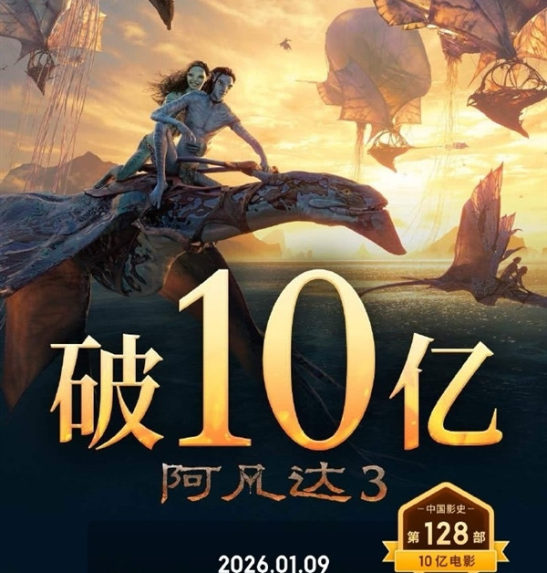 《阿凡达3》总票房突破10亿元 豆瓣7.6分 系列最低