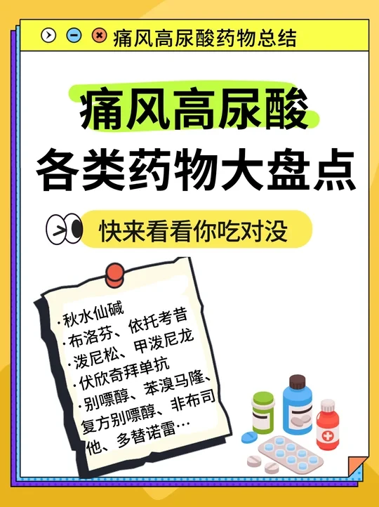 建议收藏！痛风高尿酸各类药物大盘点