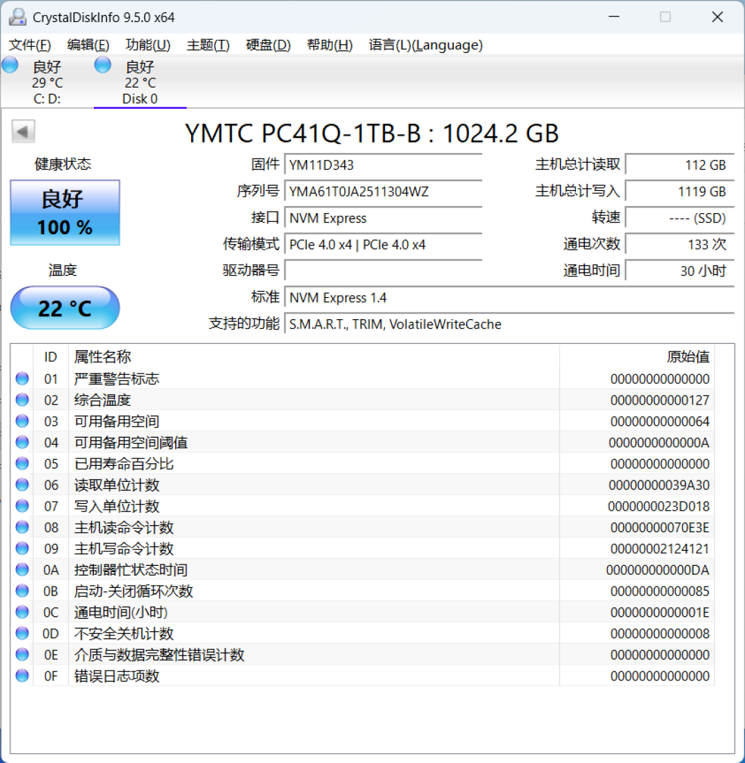 长江存储PC41Q耐久度测试中期报告：写入量已到TBW的一半，QLC闪存依旧稳定