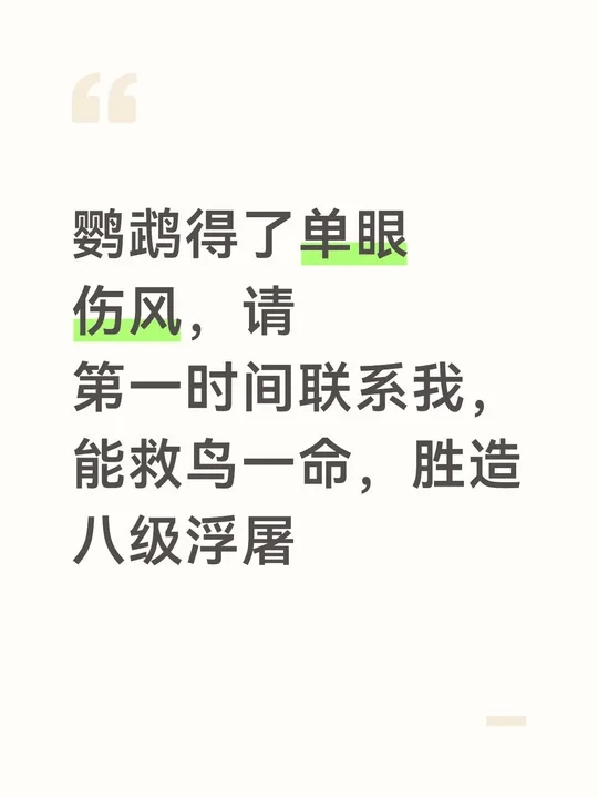 鹦鹉鸟宝得了单眼伤风的看过来