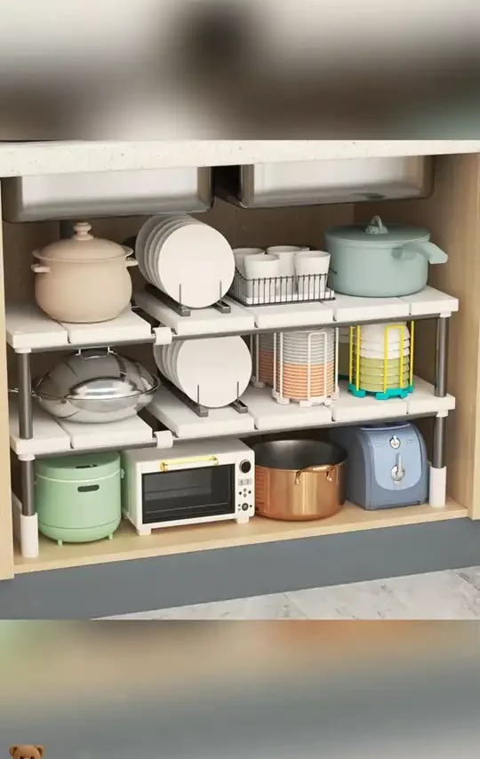 厨房可伸缩下水槽置物架橱柜内分层架厨柜储物多功能锅架收纳架子#厨房收纳 #伸缩置物架 #橱柜分层架 #多功能锅架 #厨房好物