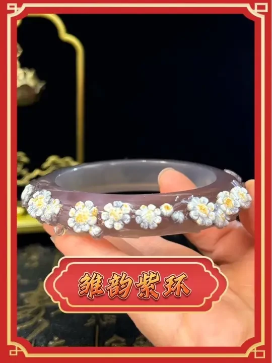 雏韵紫环手镯套装，成品大家喜欢吗？#手艺人 #珠宝首饰 #非遗 #玉雕设计 #玉石魅力