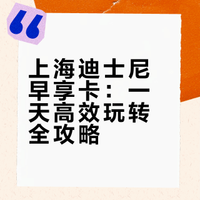 上海迪士尼早享卡：一天高效玩转全攻略