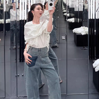 这条CETTCE×MM6 风格拼接毛边泼墨牛仔裤真的把解构美学玩明白了