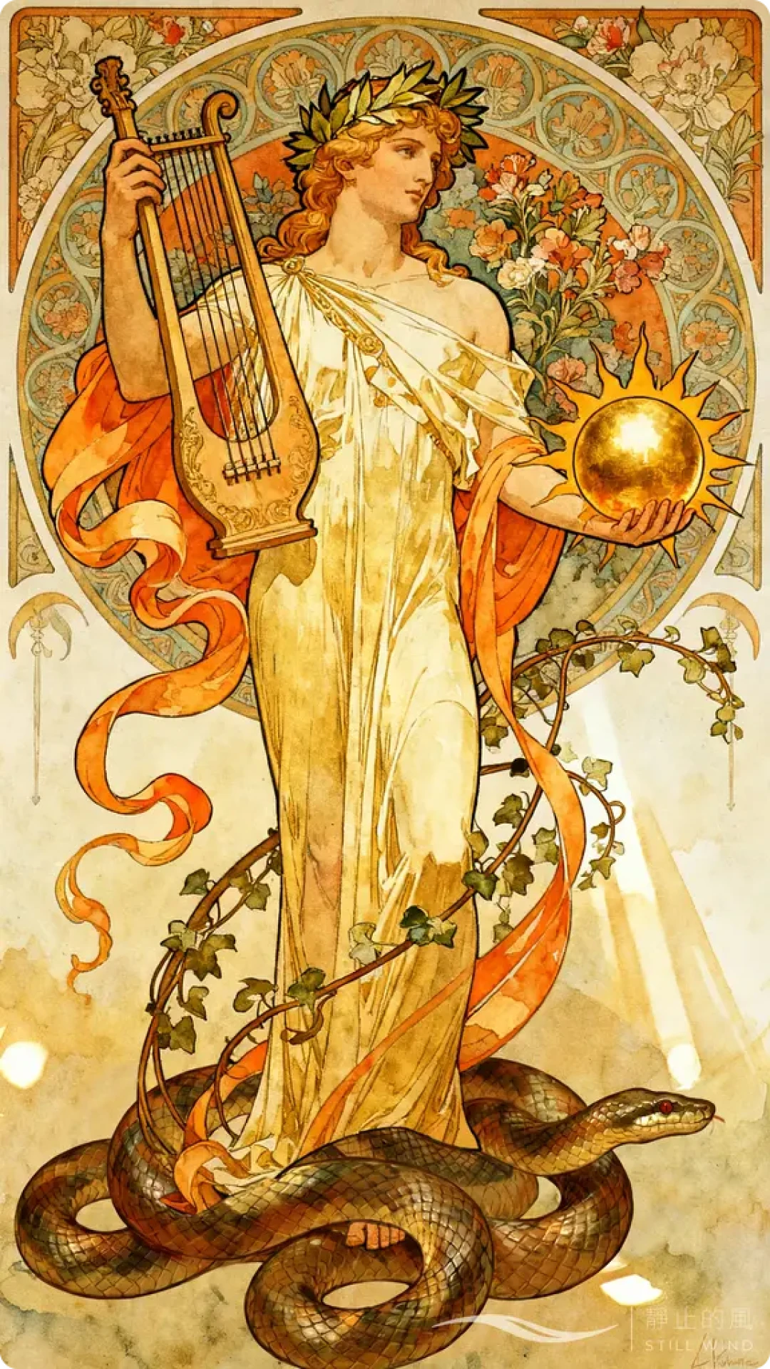 AI绘画复刻穆夏:用色彩碰撞描绘日与月