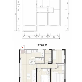 85平一卫改两卫,小户型洗衣自由