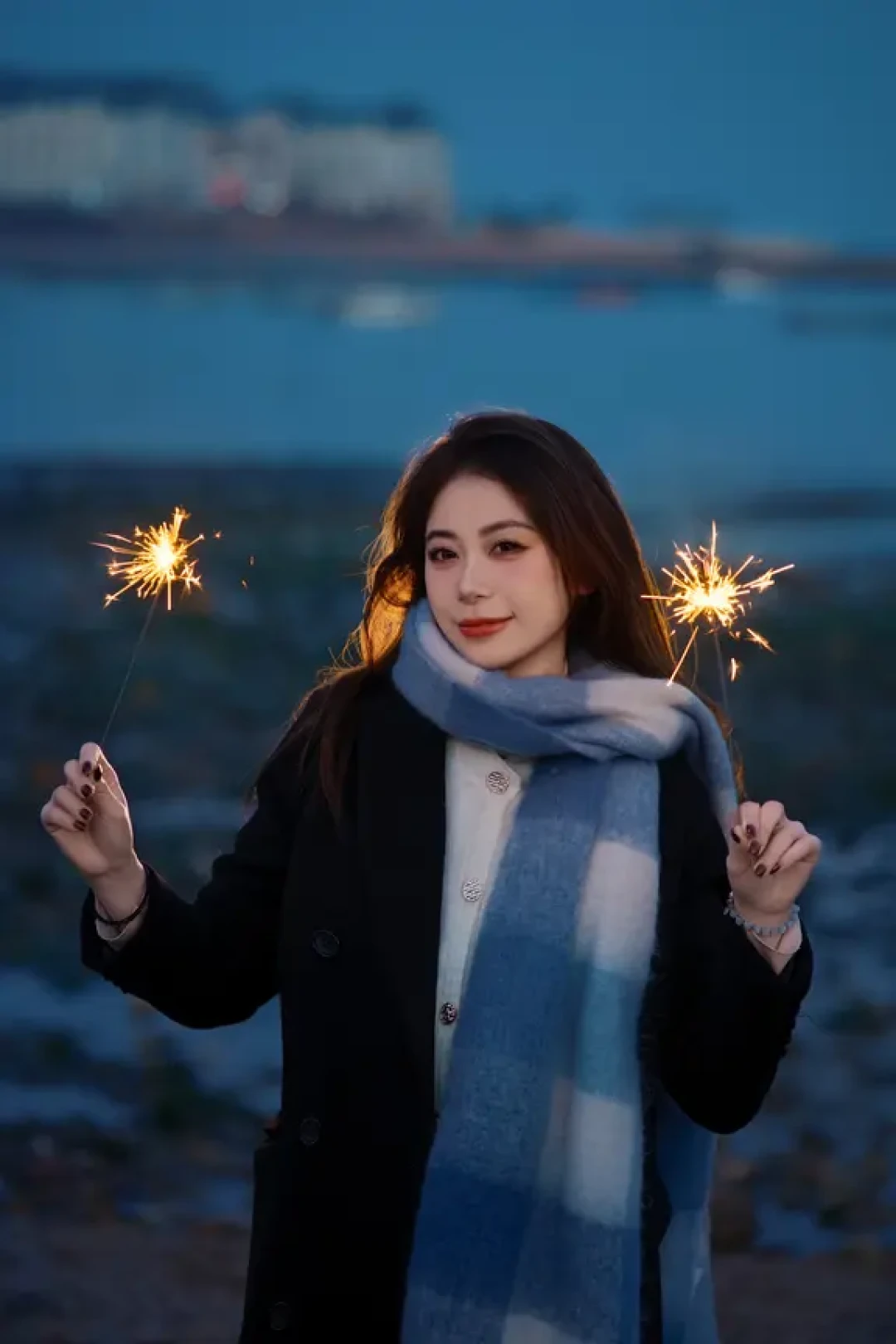 蓝调时刻拍仙女棒，电影感氛围感拉满