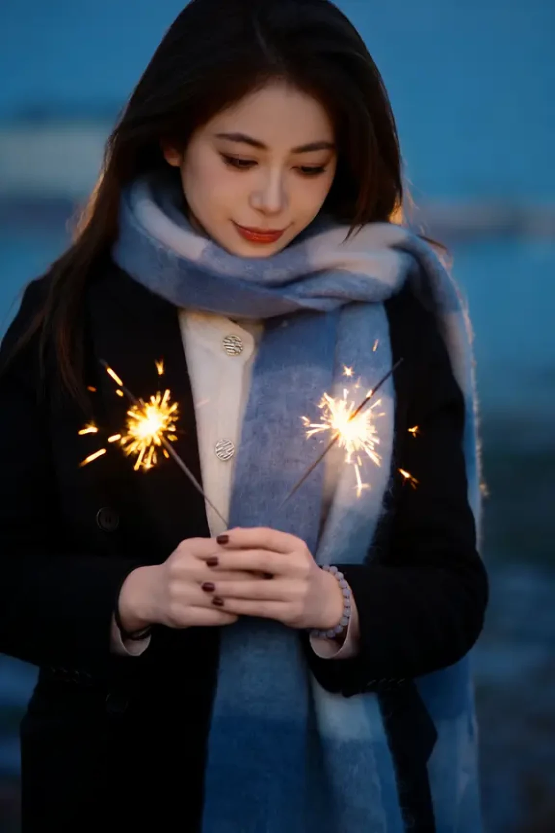 蓝调时刻拍仙女棒，电影感氛围感拉满