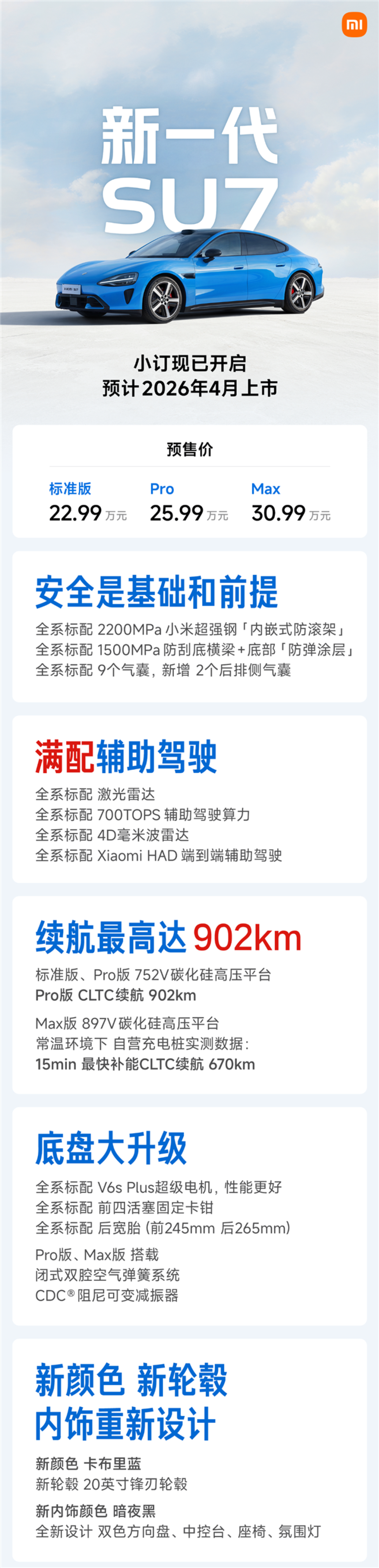 雷军直播内容汇总:新一代SU7全方位爆料!展车春节前进店