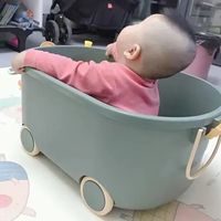 可拼乐高、玩游戏、滑行车的萌鸭玩具收纳箱！