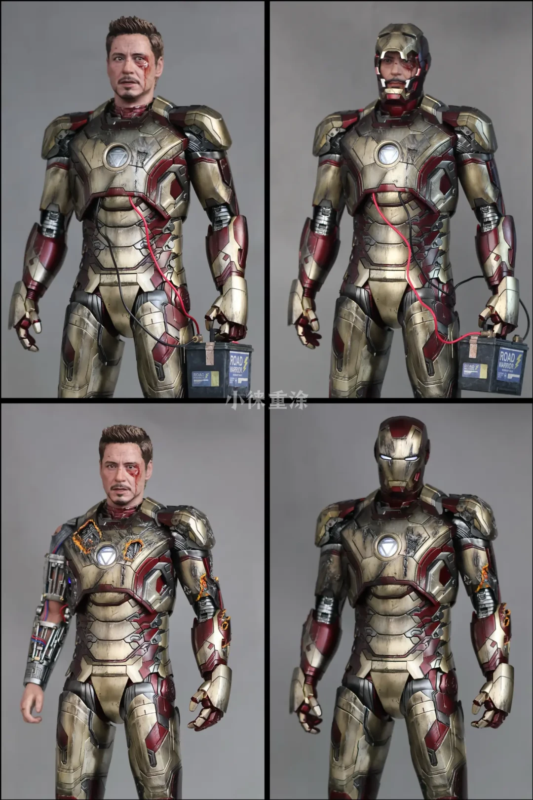 hottoys钢铁侠mk42 2.0极致战损重涂改造