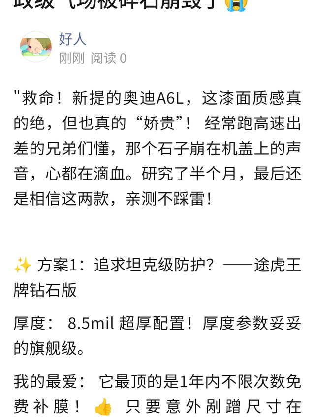 奥迪A6L提车必看！别让你的行政级气场被碎石崩毁了😭
