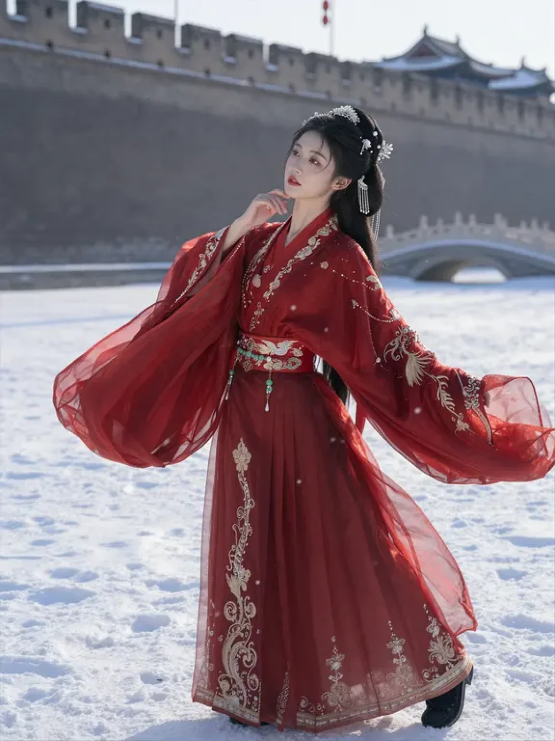 AI人像提示词分享｜雪中古风汉服写真