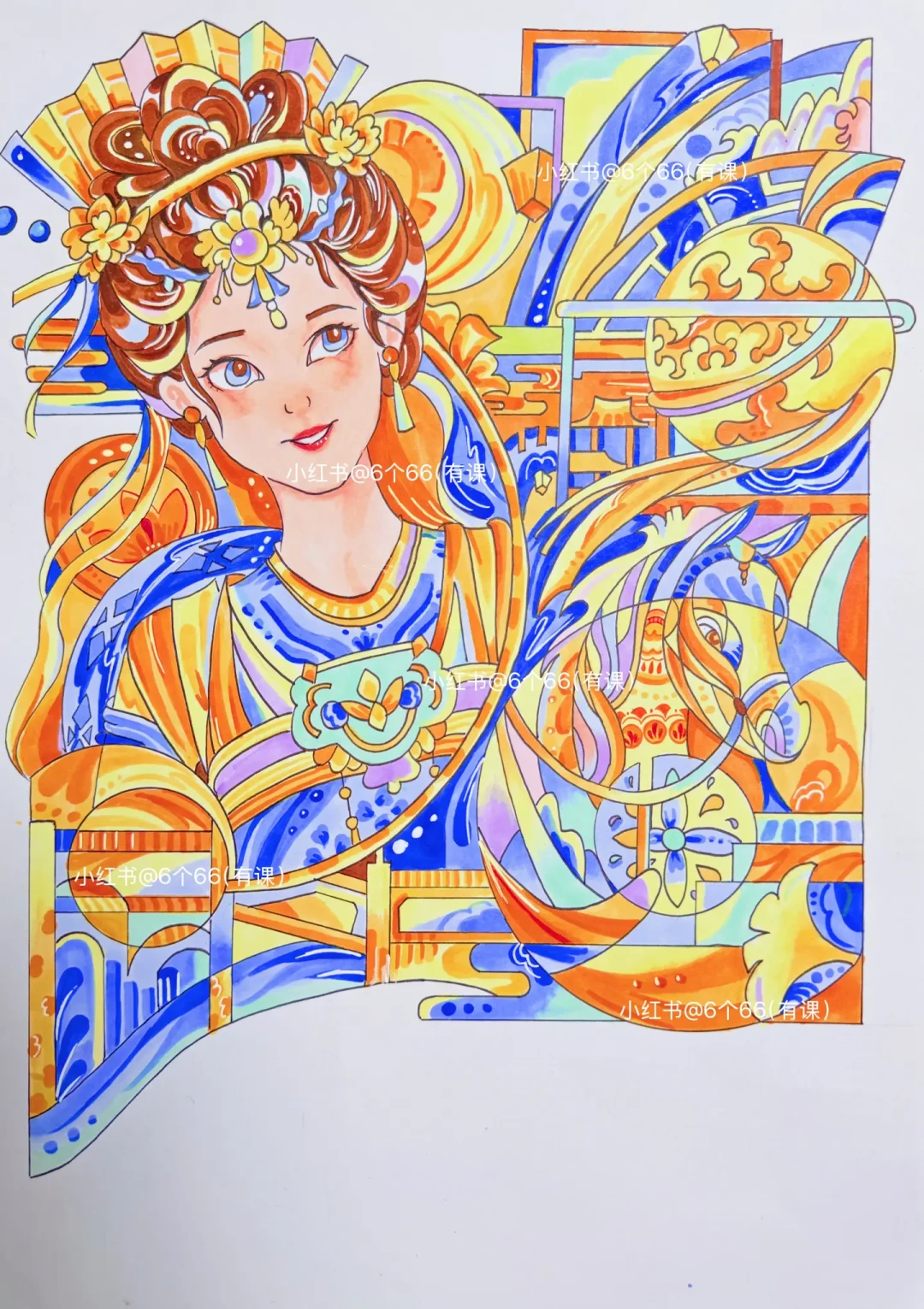 考研手绘救星|马元素装饰画这样画超加分😘