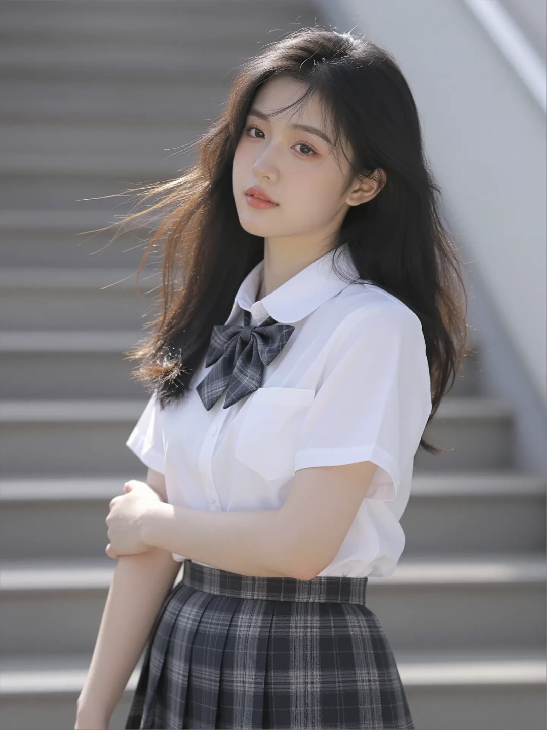 AI人像提示词分享|JK学院风少女写真