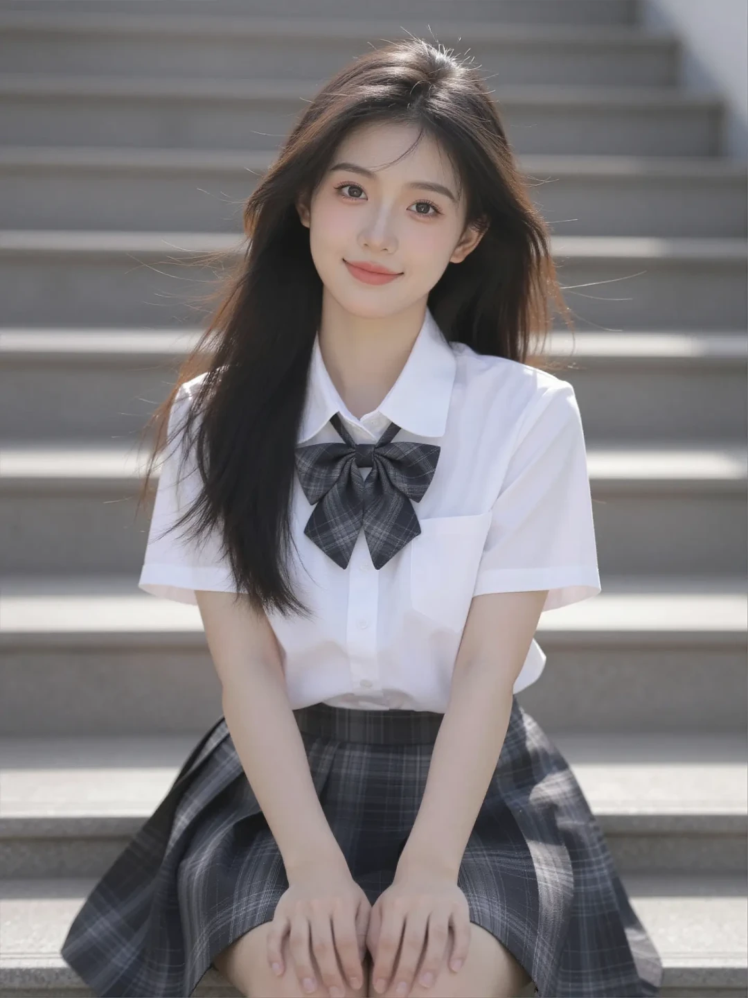 AI人像提示词分享|JK学院风少女写真