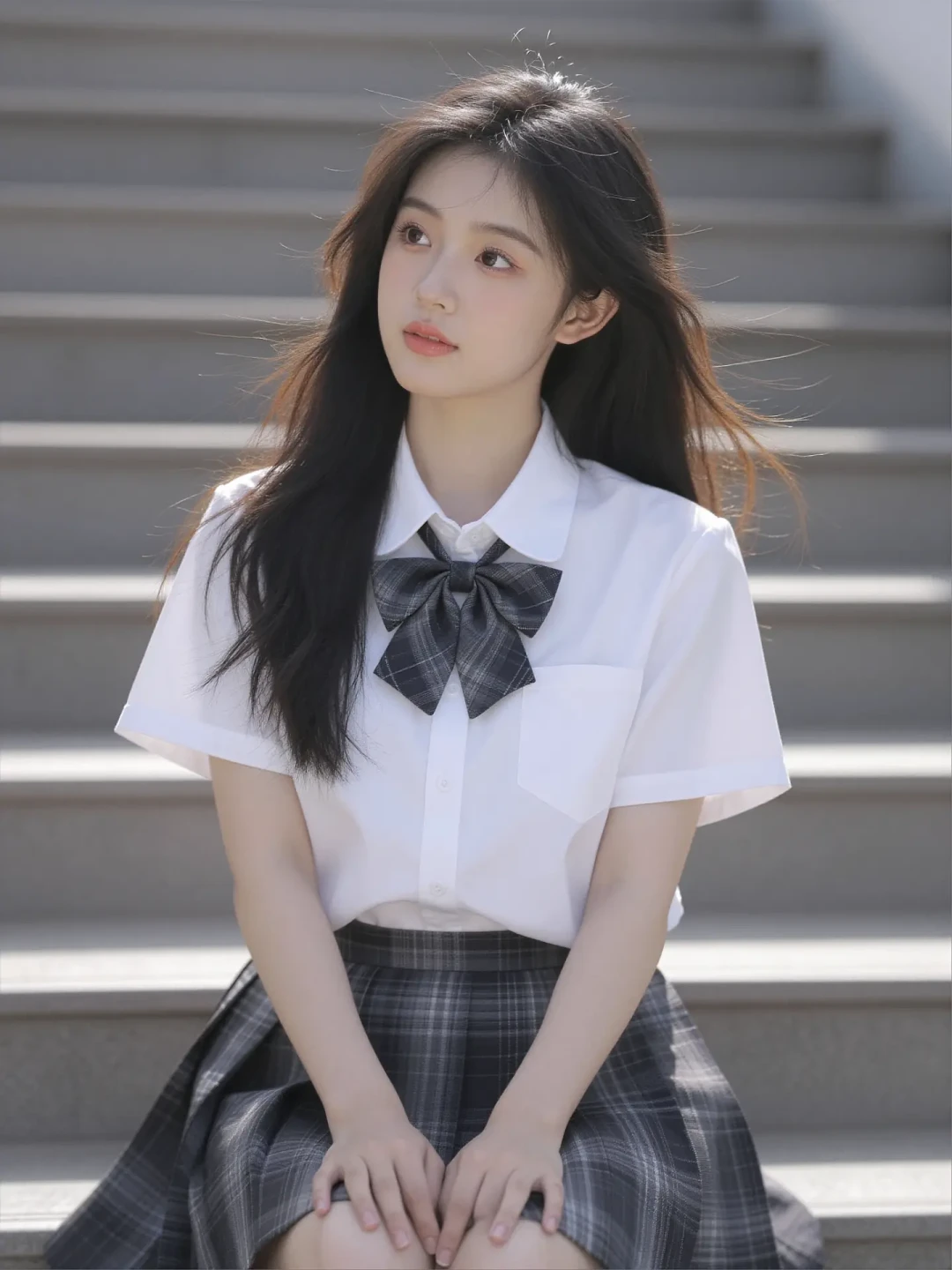 AI人像提示词分享|JK学院风少女写真