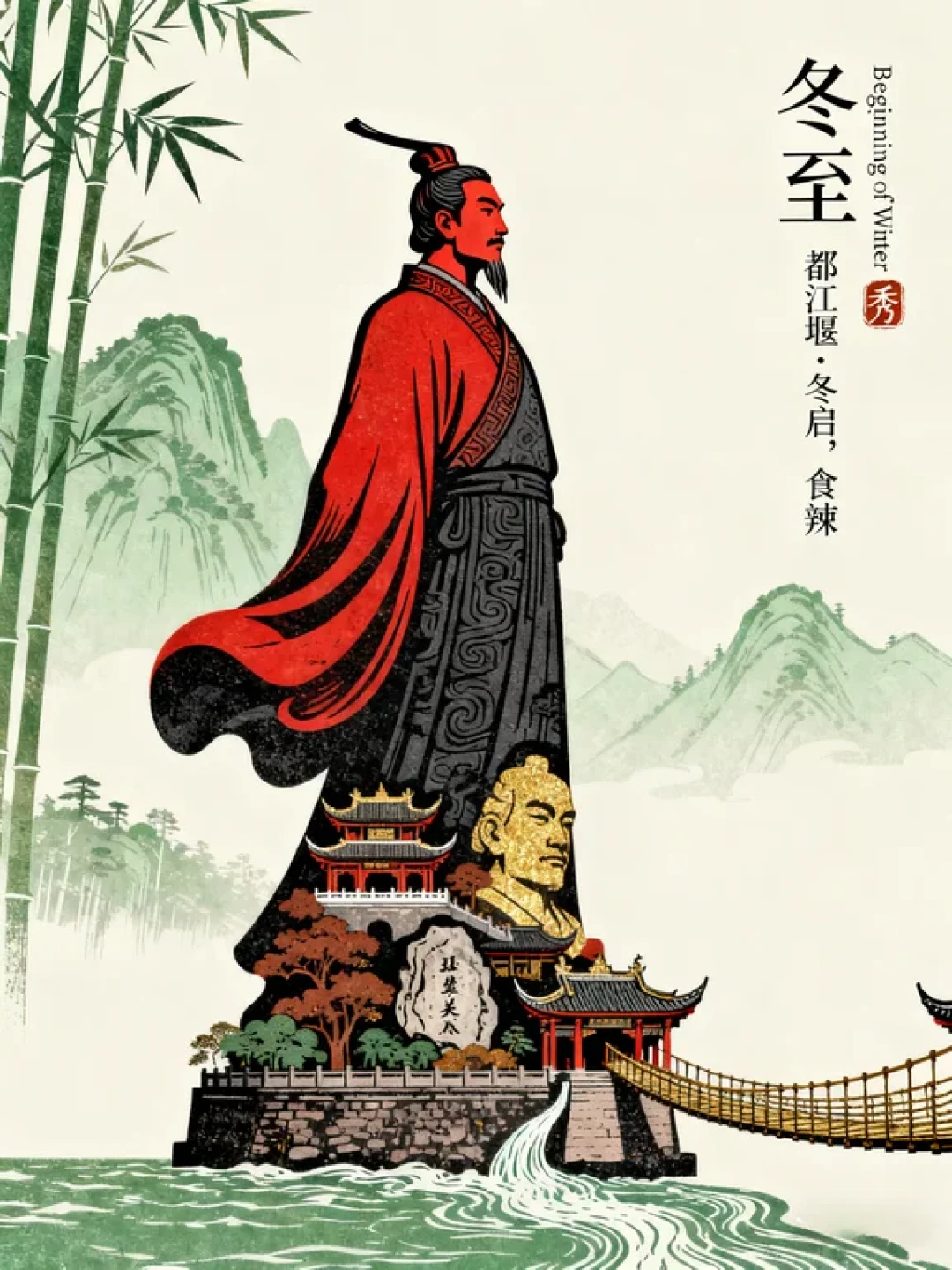 Day114：AI《都江堰冬至文创插画2》附教程