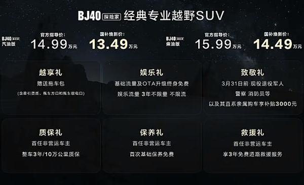 新车 | 售14.99万元起/两种动力，2026款北京越野BJ40探险家上市