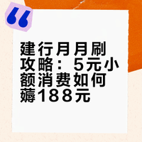 建行撸羊毛必读!1月“月月刷”隐藏大招,5元小额竟也能通吃全场