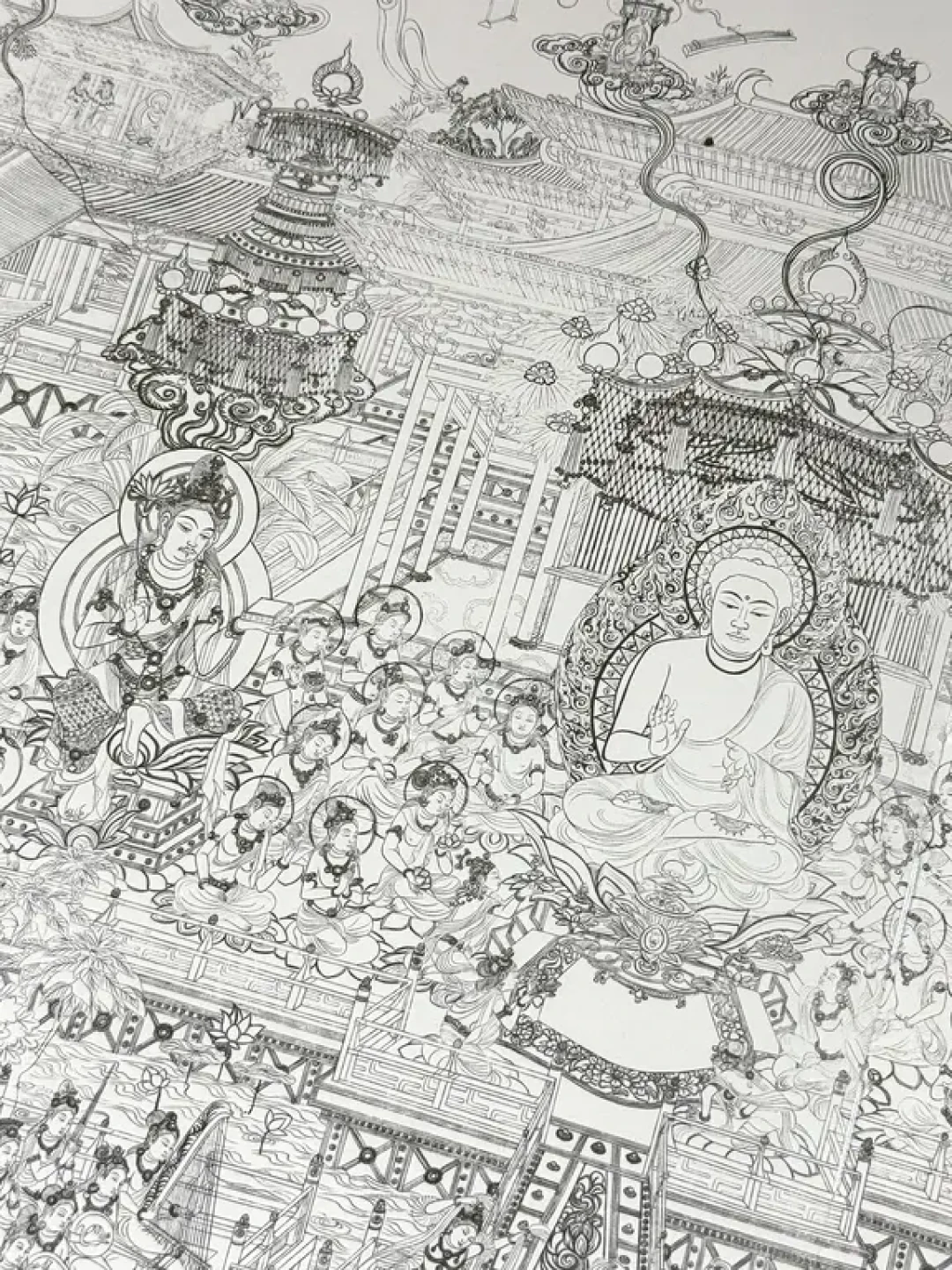 不愧是无量寿经变!仅仅线条就足以震撼