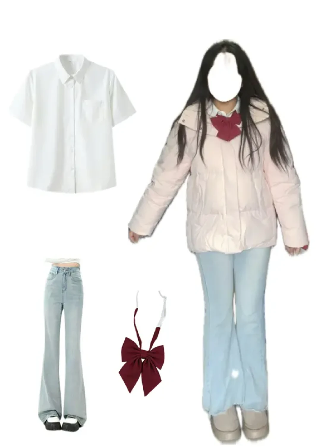 一件粉粉的羽绒服居然能搭出4种风格?
