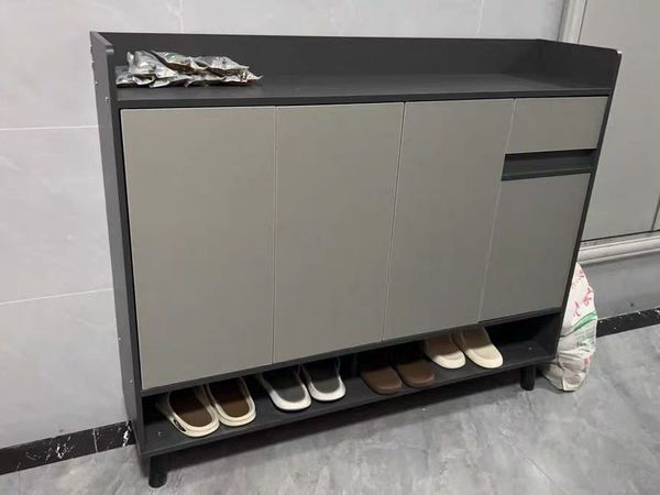 实木鞋柜收纳柜家用楼道外靠墙一体柜子