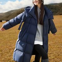 超好看的蓝色长款羽绒服，整个冬天都在穿它！