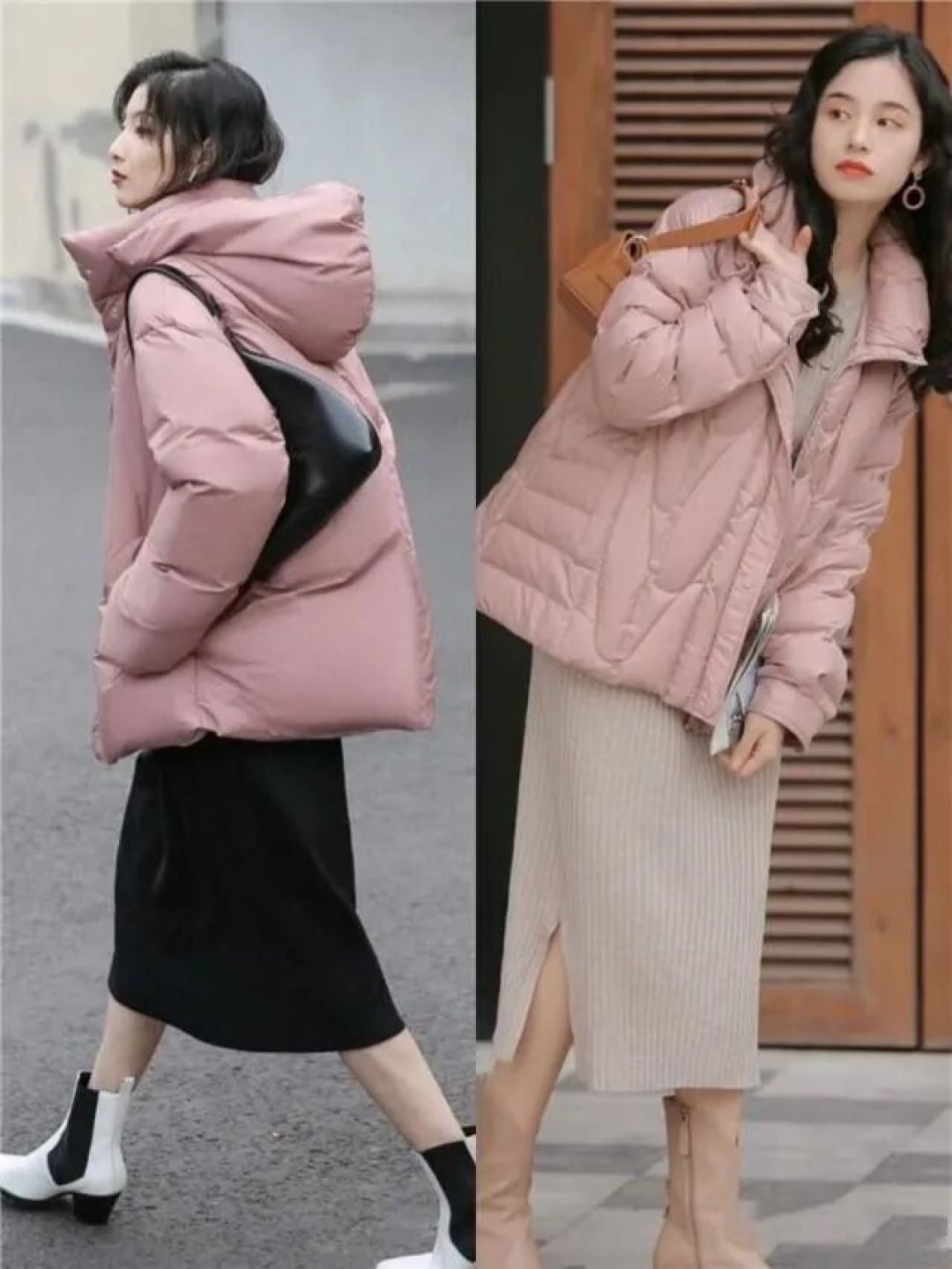 穿羽绒服不要配打底裤，换成这2种裙子，保暖不说又洋气