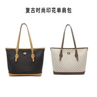 MEXICAN  2025冬季新款印花撞色时尚百搭大容量手提水桶包