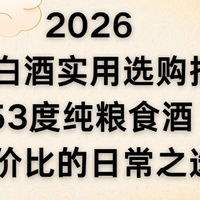 2026口粮白酒实用选购指南：53度纯粮食酒高性价比的日常之选！