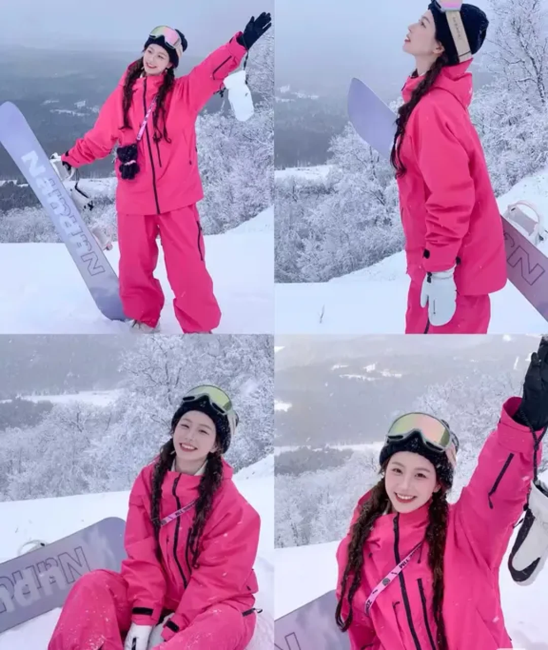 超出片的多巴胺滑雪服穿搭