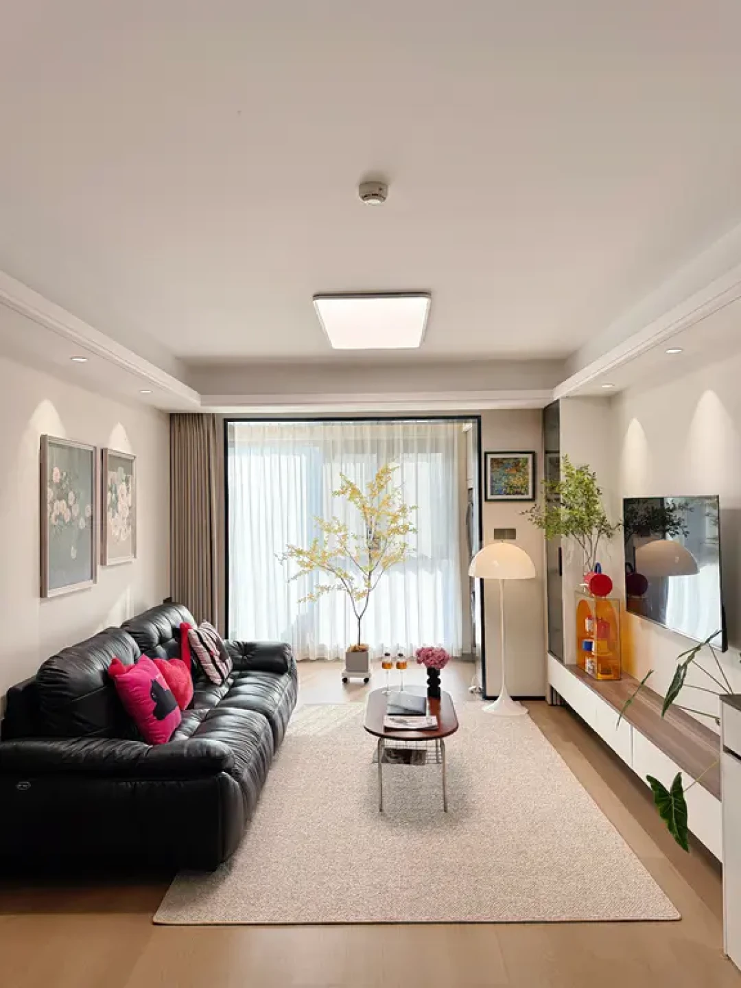 78m²小家，极简客厅吸顶灯显大又高级！