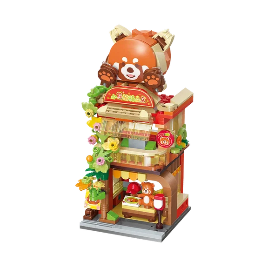小熊猫精品店积木|萌系街景积木天花板!