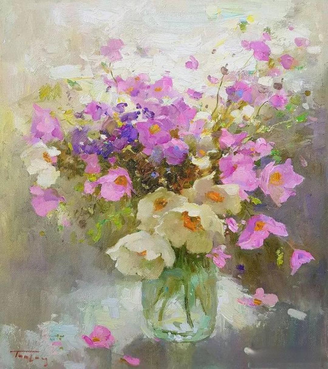 唯美意境花卉风景油画｜当代画家塔莱贝克·穆瑟曼库洛夫作品欣赏