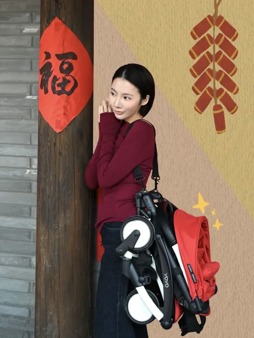 用插画开启胭脂红,在老茶馆搞定新年大片