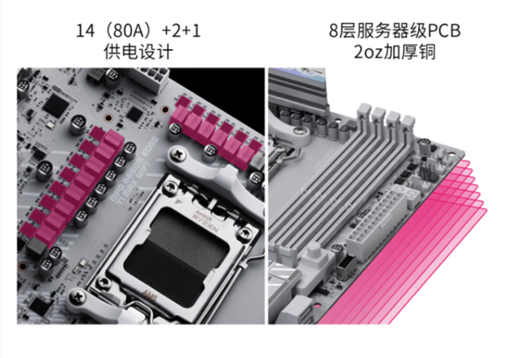 微星MPG B850M EDGE TI MAX WIFI主板上市:银白配色 支持Wi-Fi 7