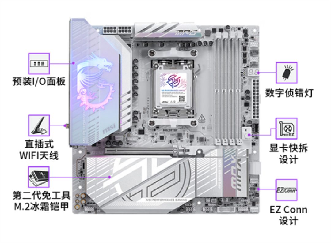 微星MPG B850M EDGE TI MAX WIFI主板上市:银白配色 支持Wi-Fi 7