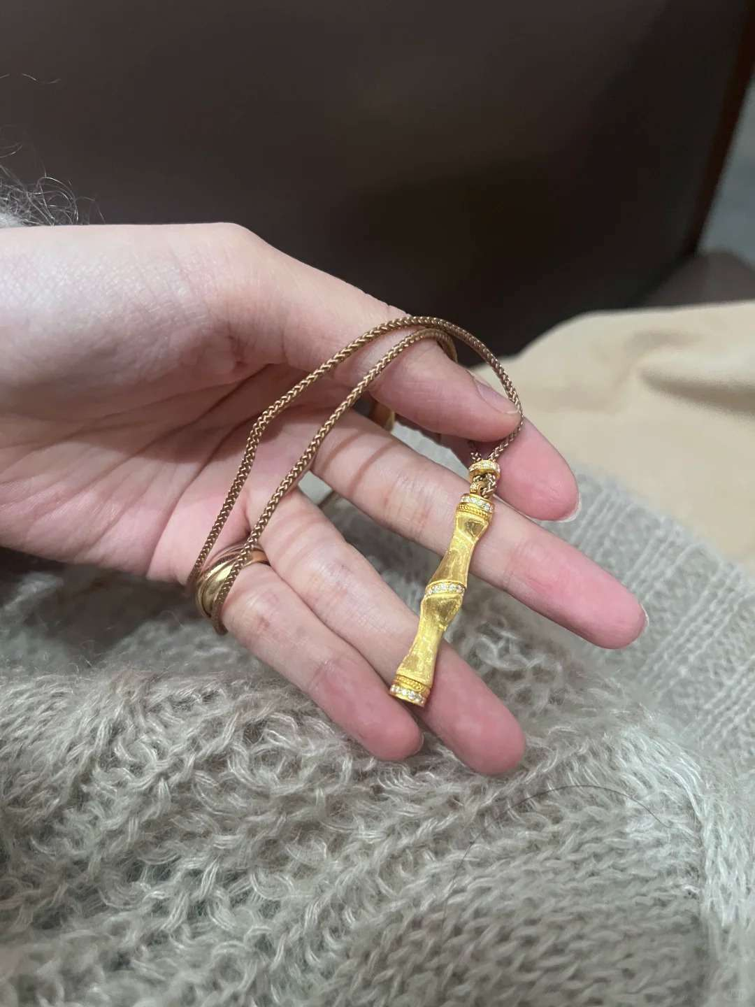 新中式潮流黄金竹节吊坠 节节高升!!