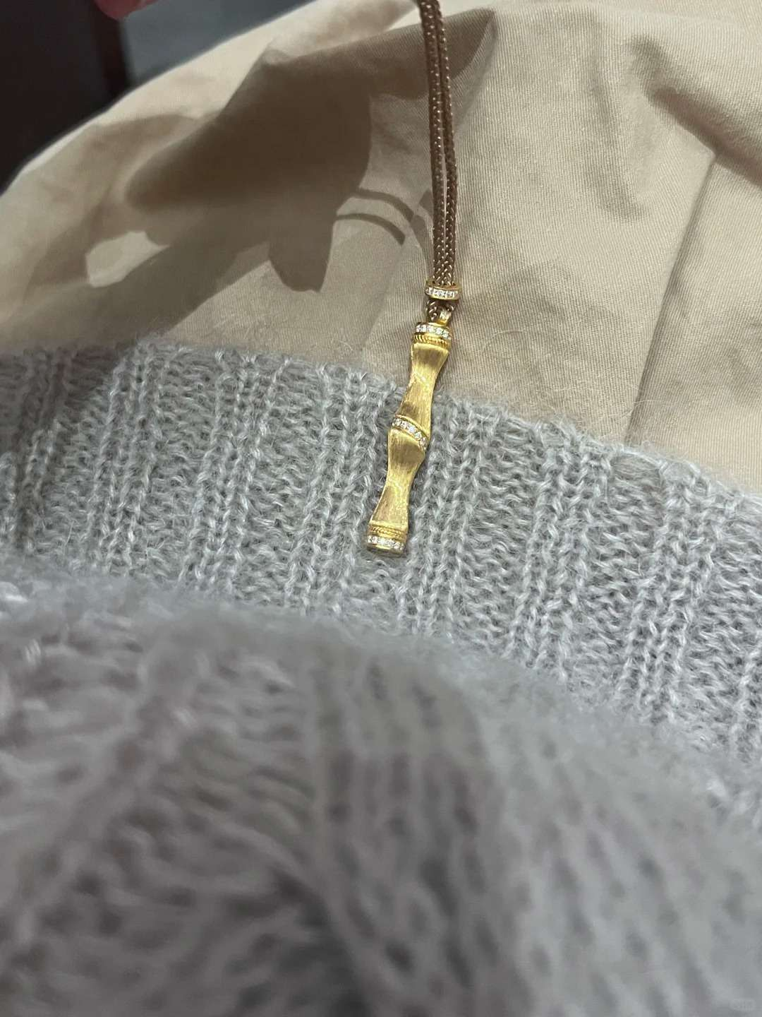 新中式潮流黄金竹节吊坠 节节高升!!
