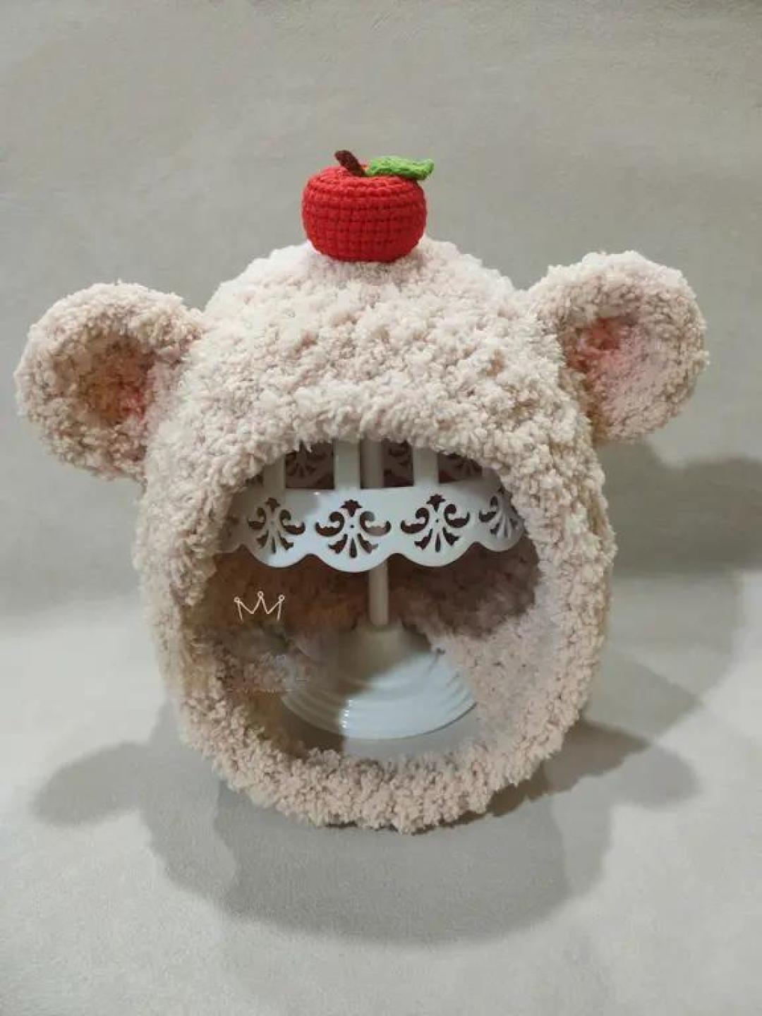 挑战一万个织物1282#绒绒小熊护耳帽附图解