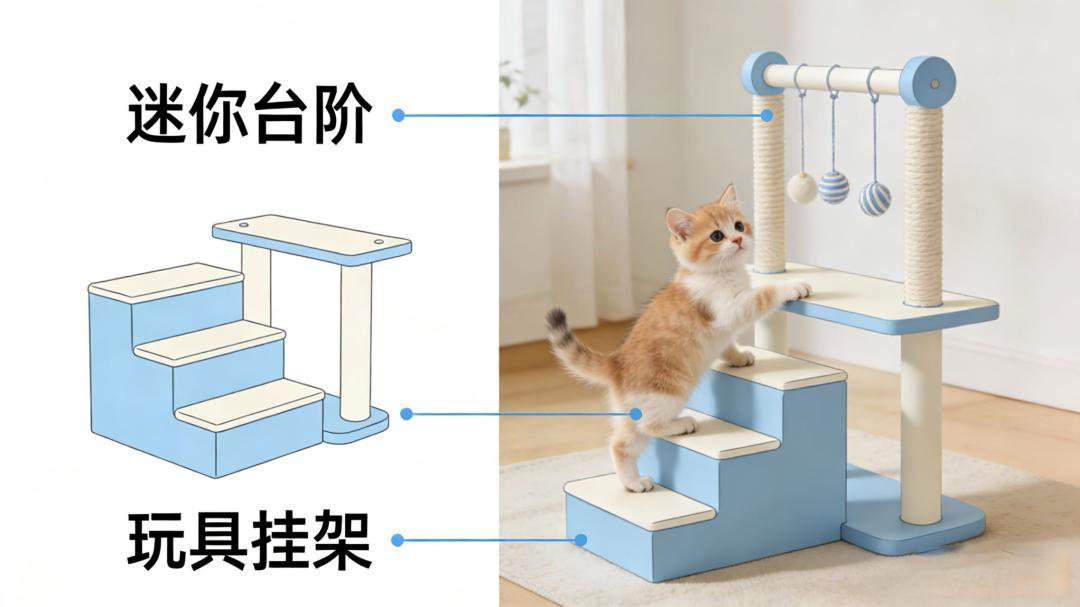 模块化黑科技:这个彩虹猫屋能陪小猫从幼猫到老年