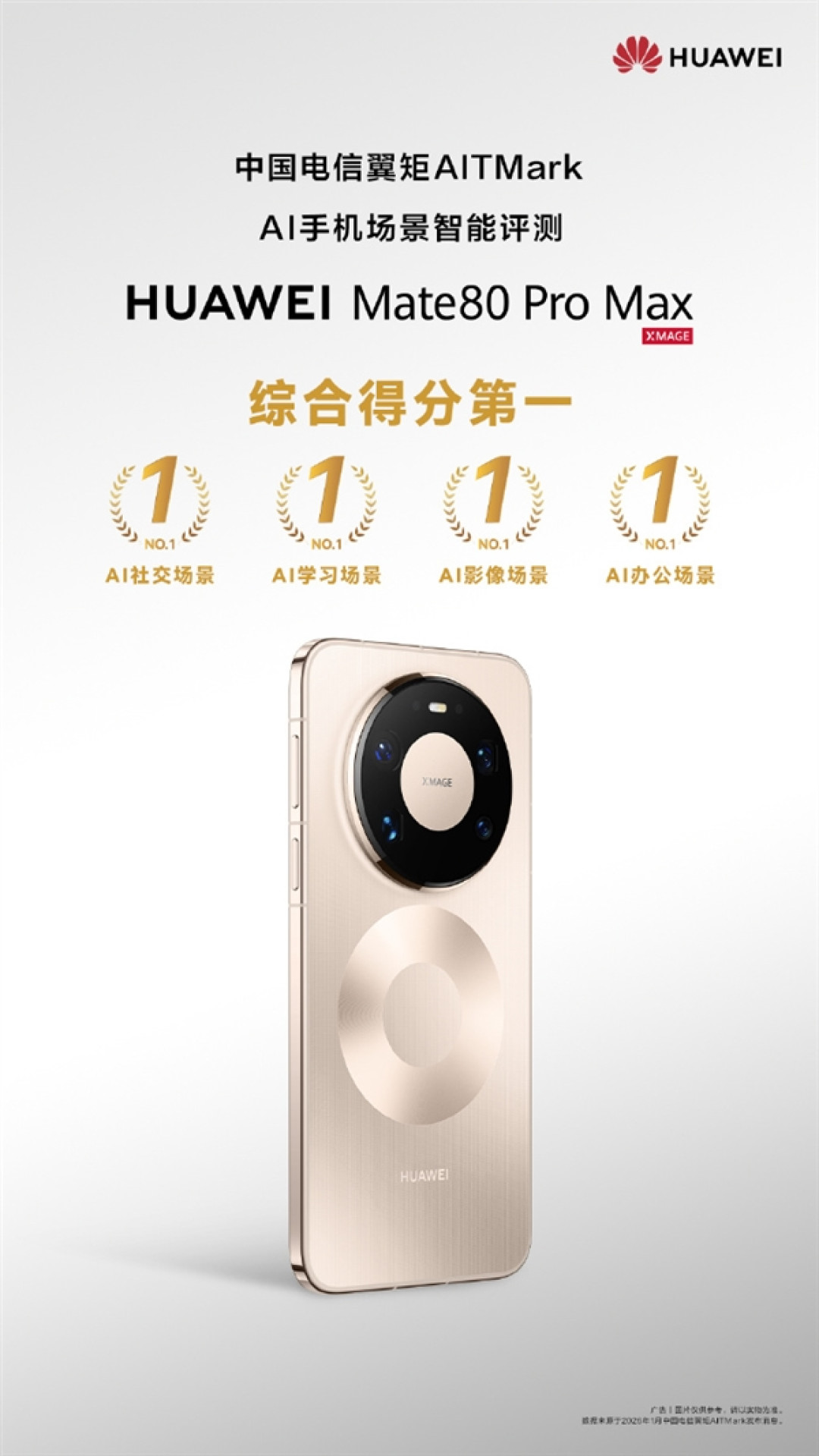 华为Mate 80 Pro Max斩获AI手机场景智能评测第一 影像、社交、办公全面领先