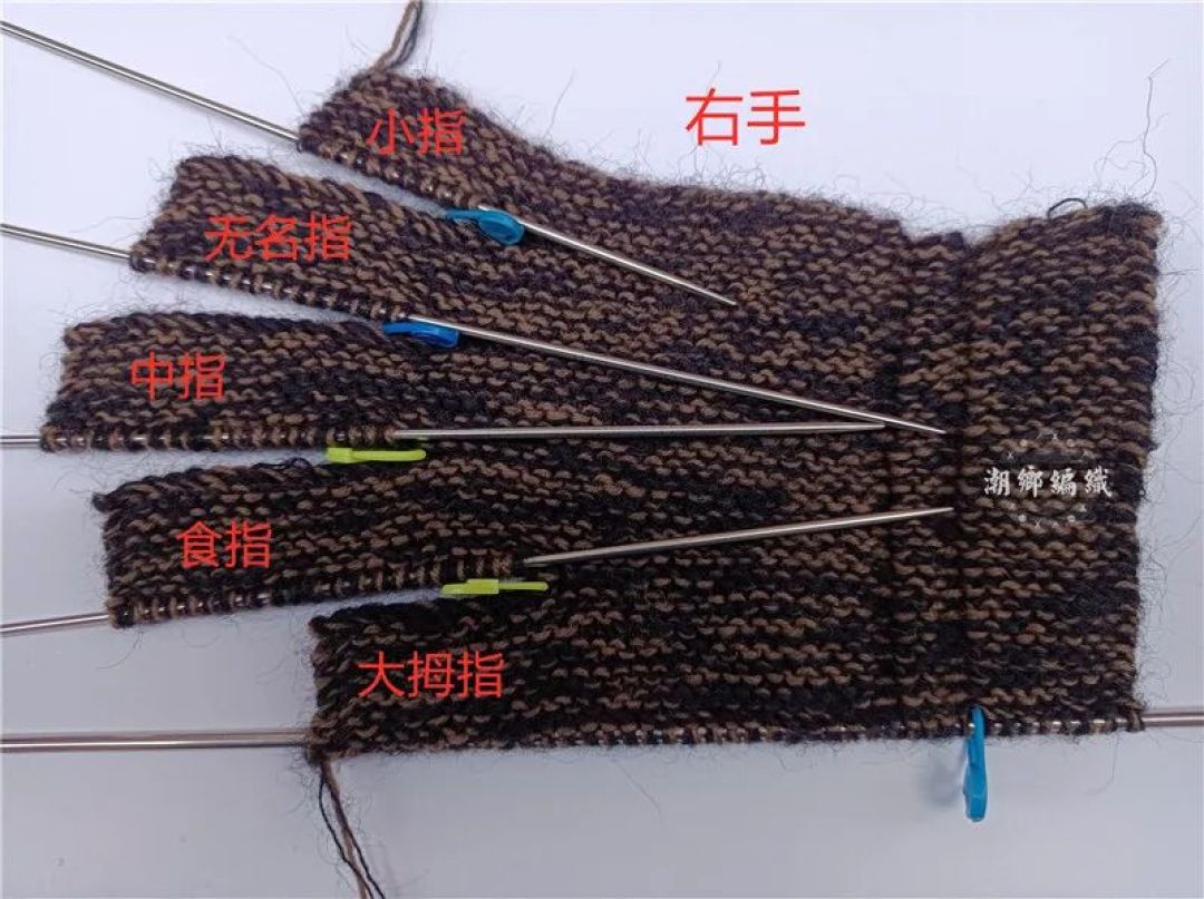 大包姥姥话编织|片织一线连五指手套