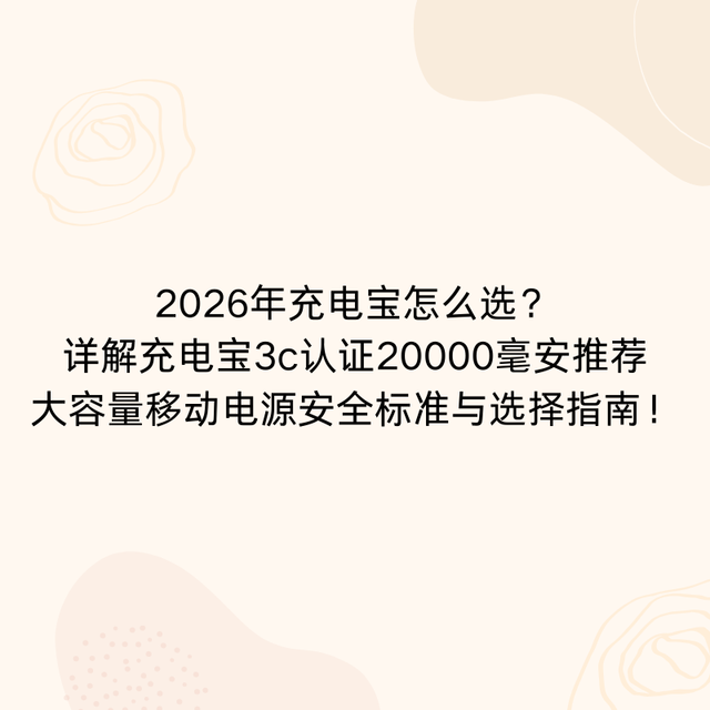 2026年充电宝怎么选？充电宝3C认证20000毫安推荐大容量选择指南